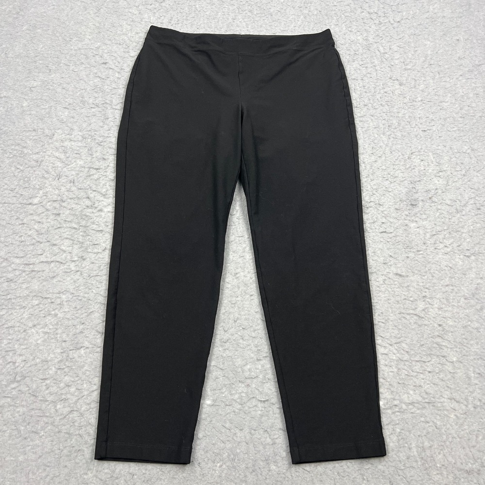 Eileen Fisher Pants Women's Large Black Washable Crepe Pull On Stretch USA Made‎